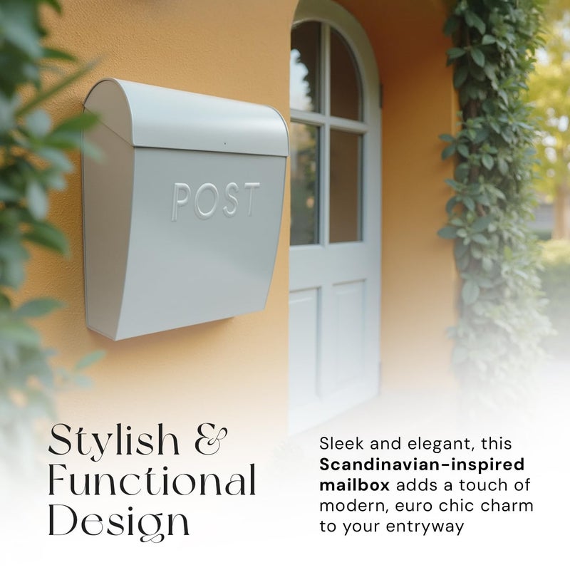NACH Large Wall Mount Mailbox, 15.07 x 12.44 x 5.39 inches, Gray Mailboxes for Outside Wall Mount, Waterproof - The Sylvia Mailbox - Image 2